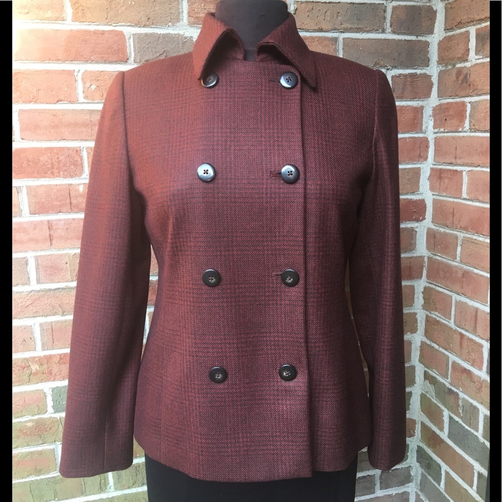 NWOT Red/Gray Wool Double Breasted Jacket Sz6P